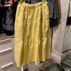 Old Navy maxi skirt petite medium yellow gingham check